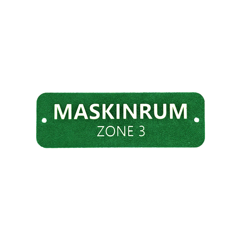 maskinrum skilt Grønt skilt med tekstur overflade til krævende miljøer